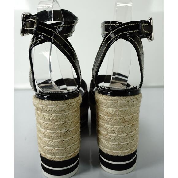 Prada Patent Ankle Strap Platform Espadrille Wedge Sandals - Picture 9 of 10